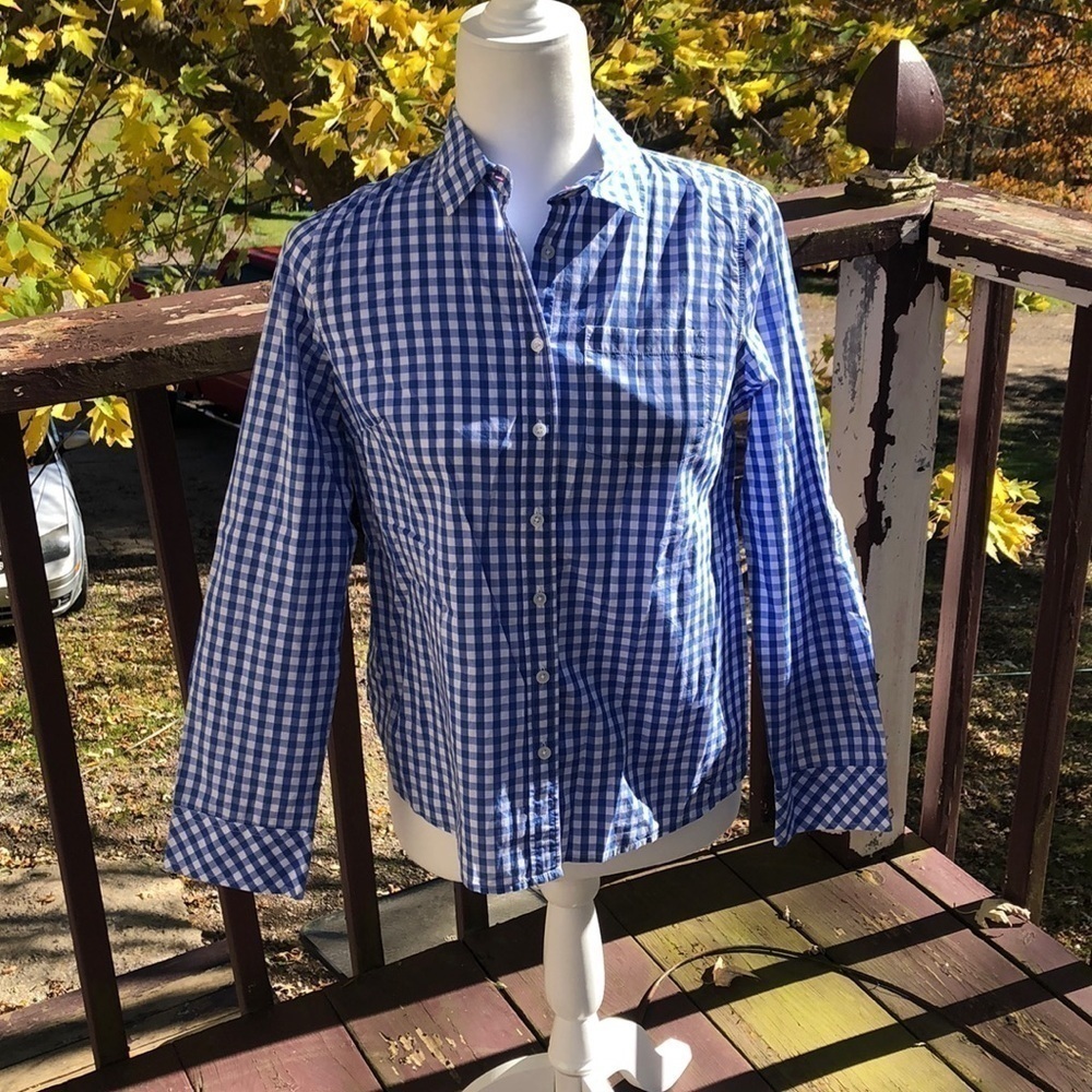 Talbots Petites Blue and White Button Down